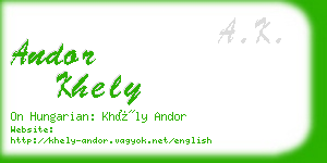 andor khely business card